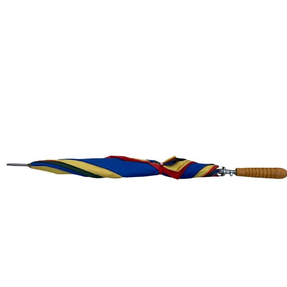 Large Vintage Wooden Handle Rainbow Umbrella - Picture 15 of 16